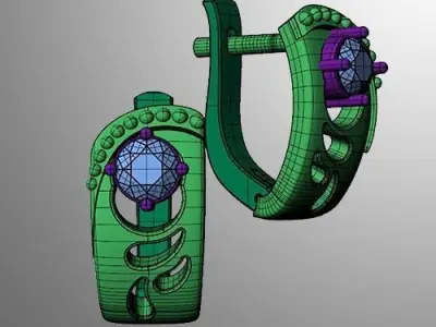 Earrings n 5 pair of with stones 3D print model