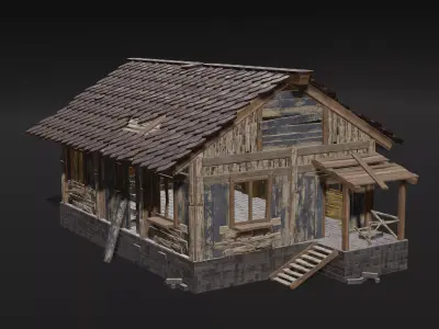 Old House Low Poly Low-poly 3D model