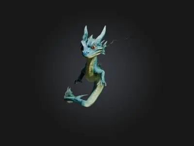 Realistic Water Dragon Model Low-poly 3D model