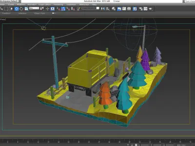 Cartoon trucks LowPoly transporters Origami cars generic  3D model