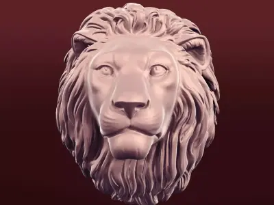 Lion Head Mounted Trophy -- Statue -- Sculpture 3D print model