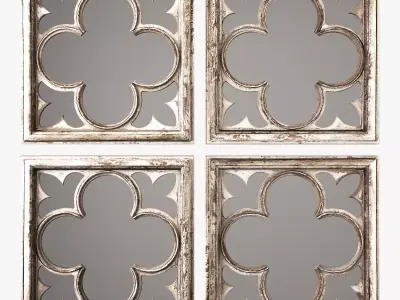 Uttermost vellauni aged wood quatrefoil mirrors 3D model