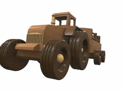 Wooden tractor and trailer toy 1 Free 3D model