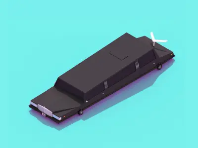 Cartoon Low Poly Limousine Low-poly 3D model