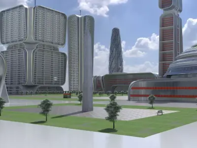 Futuristic Modular City Day and Night Versions 3D model