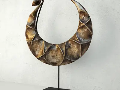 Tribal Metal Necklace on Stand 3D model