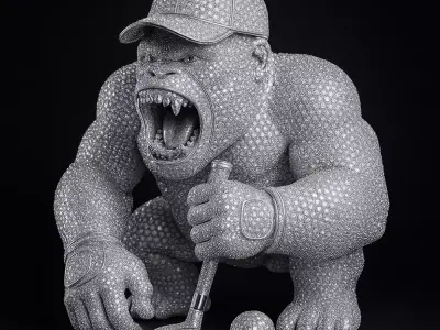  Jewelry Base Gorilla Silverback Golf Statue toy 3D print model
