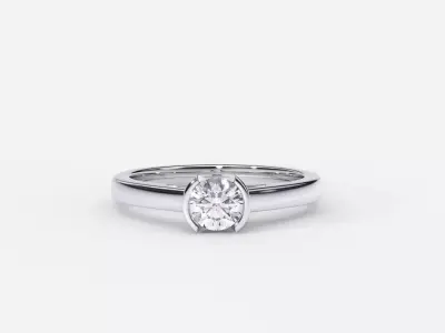 ZDR0213 solitaire diamond engagement ring gold 3D print model