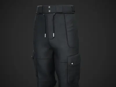 Black Snowboard Pants Style 2  Low-poly 3D model