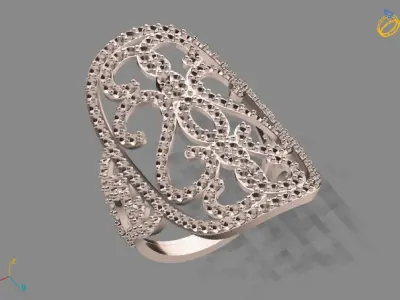 Vintage Womens Diamond Ring Women Rings 3dmodels 3D print model 3D print model 5