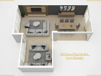 3D Floor Plan  with Interior Renders 3D model
