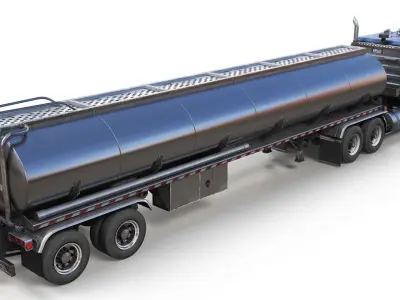 Freightliner Powerliner fuel trailer Low-poly 3D model