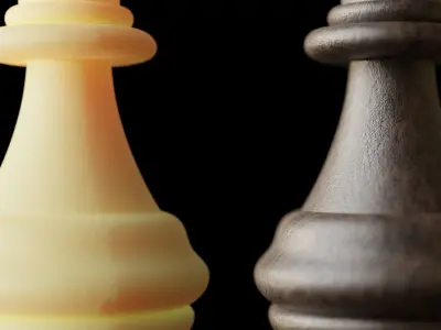 Chess Piece Set with Procedural Material 3D model