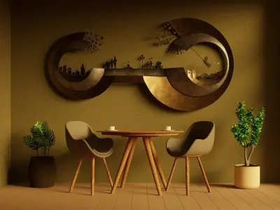 3dwall art with semi 2 circles 3D model