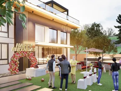 Modern Rooftop and Lawn Party House Low-poly 3D model