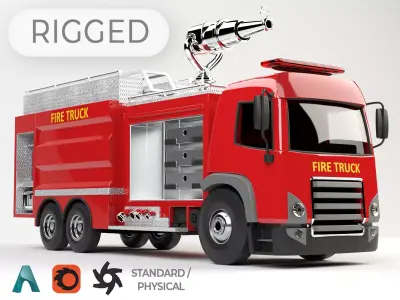 3D model of  rigged Fire Truck cartoon ready to animate 3D model