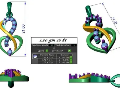Pendant Earrings combo - 323 3D print model