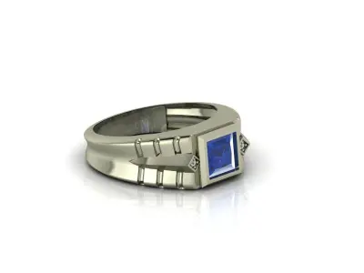 Gents Rings Mens Rings With Stone STL 3DM Printable Render  3D print model