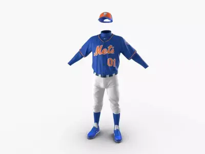 Baseball Player Outfit Mets 2 3D model