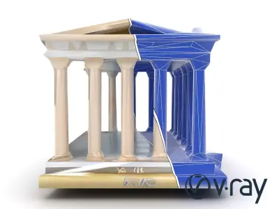 Greek Temple Columns Assembly model pack Low-poly 3D model