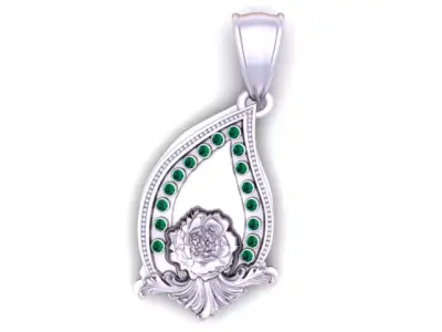 Royal Floral Leaf Pendant  3D Printable Model 3D print model