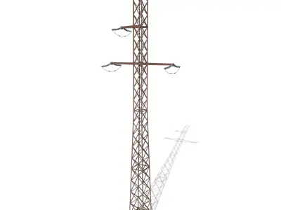 Electricity Pole 15 Weathered 3D model