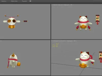 Cartoon Lucky cat Low-poly 3D model