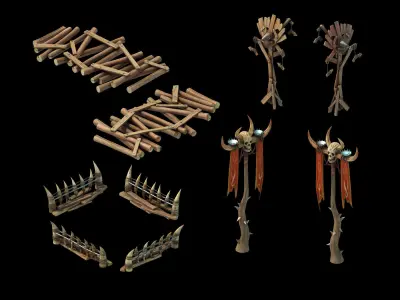 Game Nagisen Grassland - Wooden Bridge - Fence - Flag 3D model