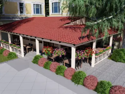 3D model of the cafe extension 2 versions Free 3D model