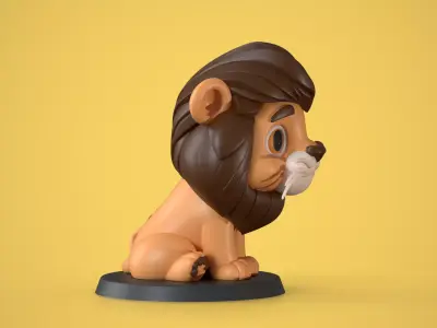 Cute Cartoon Lion 3D Printable Figurine  Funko Style Free 3D print model