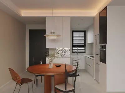 Modern living room dining room interior scenes 120 3D model