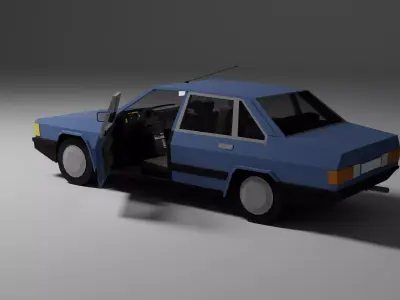 Low Poly 1980s Executive Sedan 3D Model Free Download Car03 Free low-poly 3D model