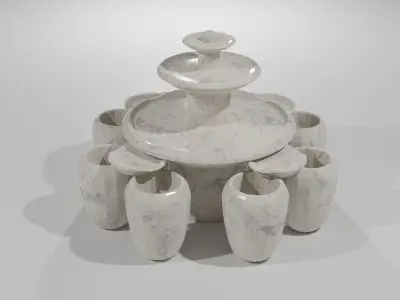 Fountain with three bowls 3D model