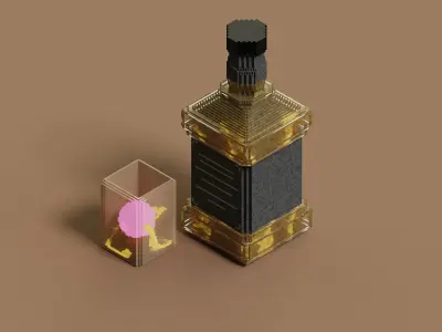 Voxel Whiskey Set MagicaVoxel Vox Fbx Qb Glb Ply Low-poly 3D model