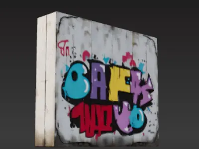 Urban Canvas  Graffiti Wall with Peeling Paint Low-poly 3D model