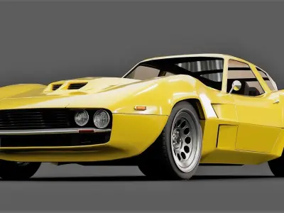 Vintage shooting brake sports coupe Low-poly 3D model