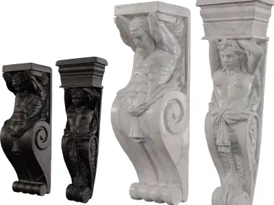 Classical Marble Corbel - Atlas Figure Architectural Set 3D model