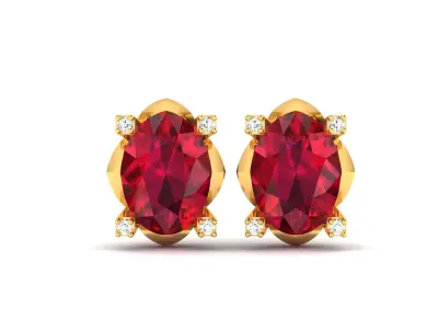 Oval Diamond Earrings 3D print model