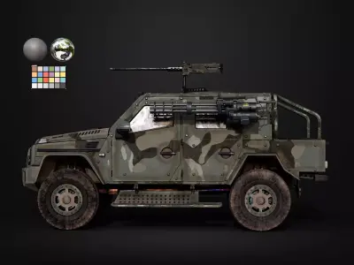 Military Car Truck Vehicle Game Ready Low-poly 3D model