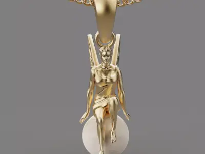 Angel pendant silver gold printable jewelry 3D model 3D print model