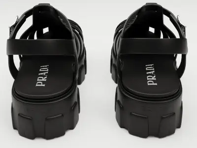Sandals Prada on platform black Low-poly 3D model