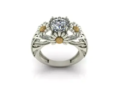 Flower ring 3D print model