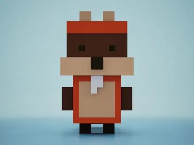 Voxel - Beaver Low-poly 3D model