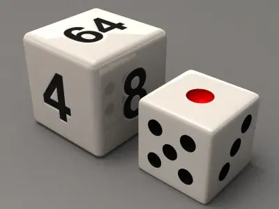 Lowpoly Dice with four numbers Free low-poly 3D model