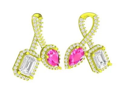 7306 Luxury Korean Style Diamond Earrings 3D print model