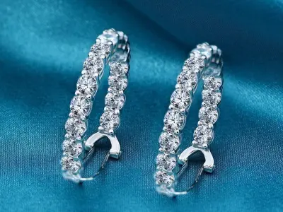Women Diamond Earrings 3D print model 107