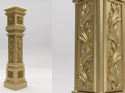 Carved Column 3D model 3