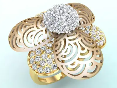 Bee ring - Italian rings - Three petaled flower - N6690 3D print model