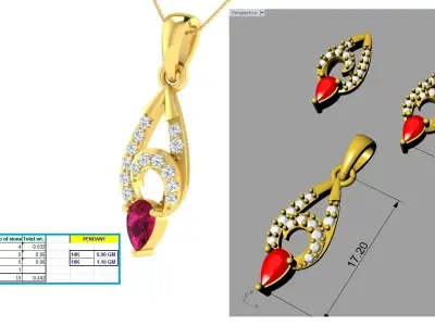 Luxury in Every Sparkle Ladies Diamond Pendant Sets 3D print model