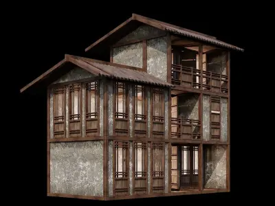 Medieval Houses Pack 96-97-98-99-100 - 4K Textures Game Ready Low-poly 3D model